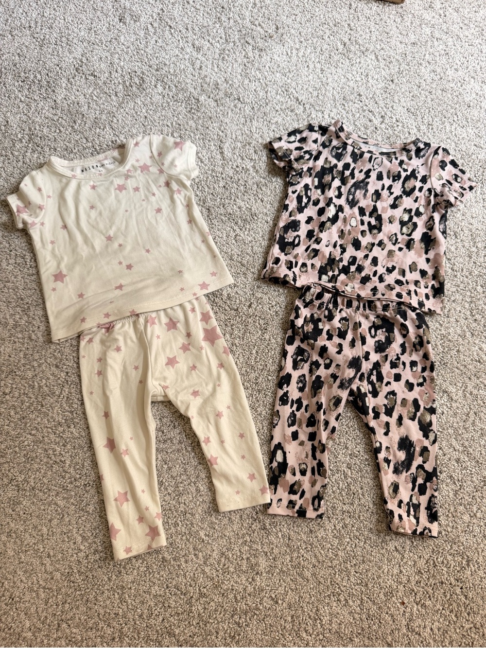 Maison grey mini Girls' Pink Star & Leopard Pajama Sets - Soft Sleepwear